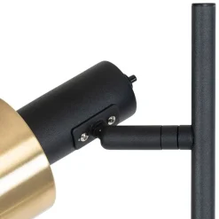 Design vloerlamp zwart met goud 2-lichts - Stijn