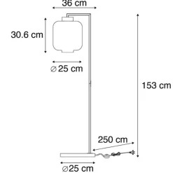 Design vloerlamp zwart met smoke glas - Qara Down