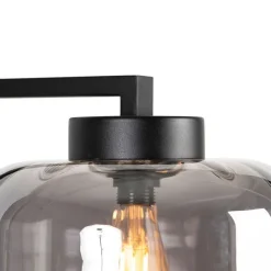 Design vloerlamp zwart met smoke glas - Qara Down