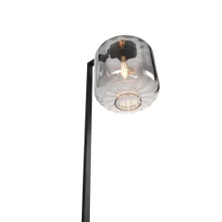 Design vloerlamp zwart met smoke glas - Qara Down