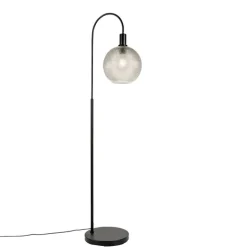 Design vloerlamp zwart met smoke glas - Chico