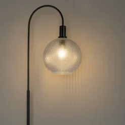 Design vloerlamp zwart met smoke glas - Chico