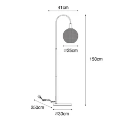 Design vloerlamp zwart met smoke glas - Chico