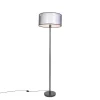 Design vloerlamp zwart met zwart-wit kap 47 cm - Simplo
