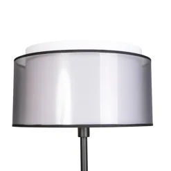 Design vloerlamp zwart met zwart-wit kap 47 cm - Simplo