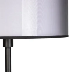 Design vloerlamp zwart met zwart-wit kap 47 cm - Simplo
