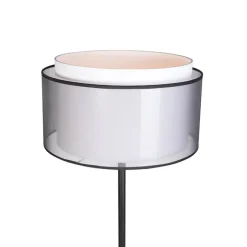 Design vloerlamp zwart met zwart-wit kap 47 cm - Simplo