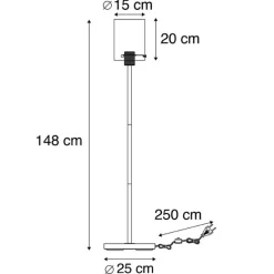 Design vloerlamp zwart met smoke glas - Dome