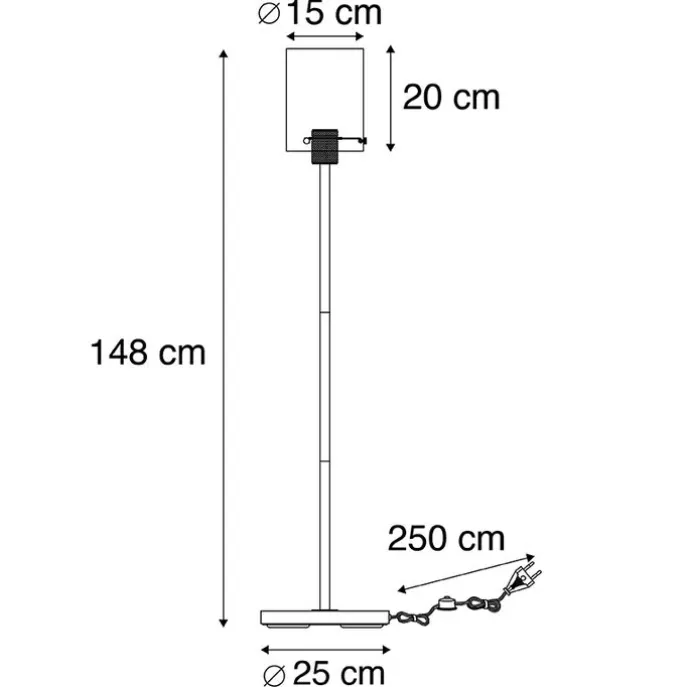 Design vloerlamp zwart met smoke glas - Dome