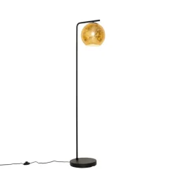 Design vloerlamp zwart met goud glas - Bert