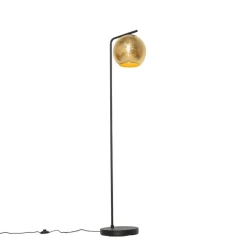 Design vloerlamp zwart met goud glas - Bert