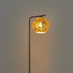 Design vloerlamp zwart met goud glas - Bert