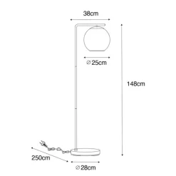 Design vloerlamp zwart met goud glas - Bert