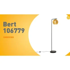 Design vloerlamp zwart met goud glas - Bert