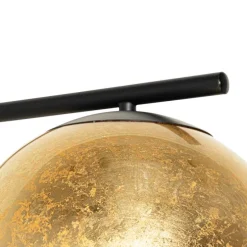 Design vloerlamp zwart met goud glas - Bert