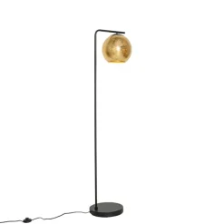 Design vloerlamp zwart met goud glas - Bert