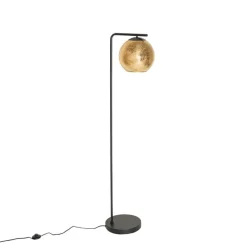 Design vloerlamp zwart met goud glas - Bert