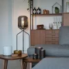 Design vloerlamp zwart met smoke glas - Bliss