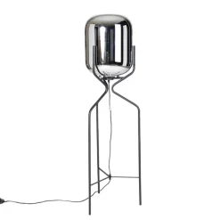 Design vloerlamp zwart met smoke glas - Bliss