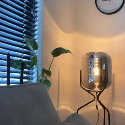 Design vloerlamp zwart met smoke glas - Bliss
