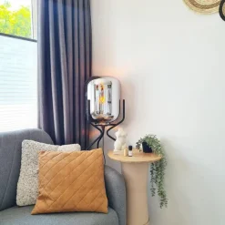 Design vloerlamp zwart met smoke glas - Bliss