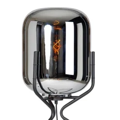 Design vloerlamp zwart met smoke glas - Bliss