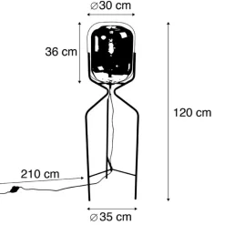 Design vloerlamp zwart met smoke glas - Bliss