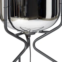 Design vloerlamp zwart met smoke glas - Bliss