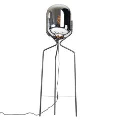 Design vloerlamp zwart met smoke glas - Bliss
