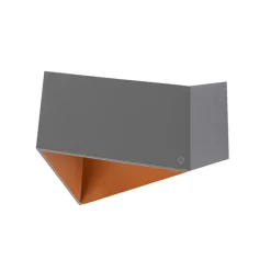 Design wandlamp grijs met koperen binnenkant - Fold