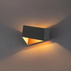 Design wandlamp grijs met koperen binnenkant - Fold