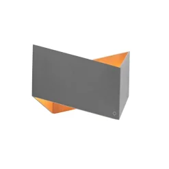 Design wandlamp grijs met koperen binnenkant - Fold