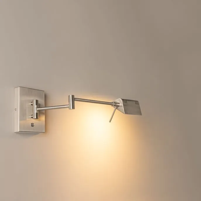 Design wandlamp staal incl. LED dimbaar - Notia