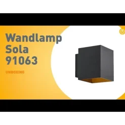 Design wandlamp zwart en goud vierkant - Sola