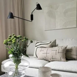 Design wandlamp zwart 2-lichts verstelbaar - Lune