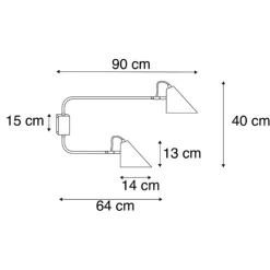 Design wandlamp zwart 2-lichts verstelbaar - Lune