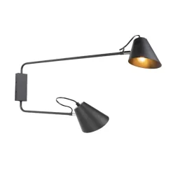 Design wandlamp zwart 2-lichts verstelbaar - Lune