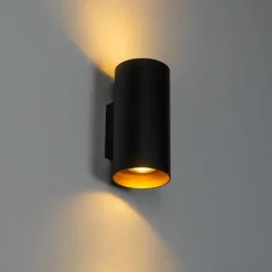 Design wandlamp zwart met goud GU10 50mm - Sab