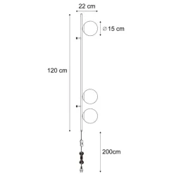 Design wandlamp zwart met mat glas 3-lichts - Vertical