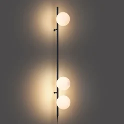 Design wandlamp zwart met mat glas 3-lichts - Vertical