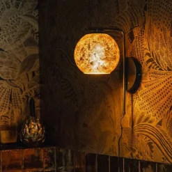 Design wandlamp zwart met goud glas - Bert