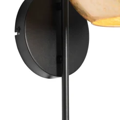 Design wandlamp zwart met goud glas - Bert