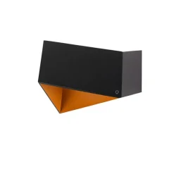 Design wandlamp zwart met gouden binnenkant - Fold