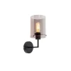 Design wandlamp zwart met smoke glas - Dome