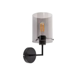 Design wandlamp zwart met smoke glas - Dome