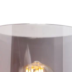 Design wandlamp zwart met smoke glas - Dome