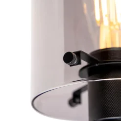 Design wandlamp zwart met smoke glas - Dome