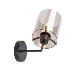 Design wandlamp zwart met smoke glas - Dome