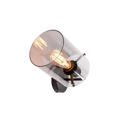 Design wandlamp zwart met smoke glas - Dome
