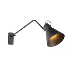 Design wandlamp zwart verstelbaar - Luna